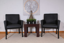 Load image into Gallery viewer, Classic Box Arm Chair in Black Faux Leather
