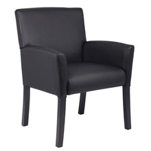 Load image into Gallery viewer, Classic Box Arm Chair in Black Faux Leather
