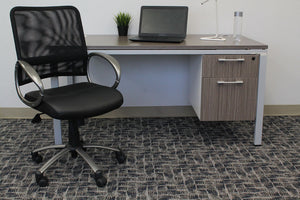 Rolling Office Chair in Black Mesh & Pewter