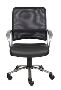 Rolling Office Chair in Black Mesh & Pewter