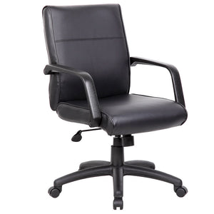 Black Leather Ergonomic Office Chair w/ Classic Design