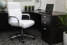 Load image into Gallery viewer, White Leather &amp; Chrome Ergonomic Office Chair w/ Classic Design
