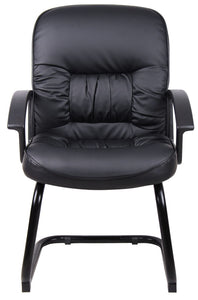 Sturdy Black Faux Leather Guest Chair w/ S-Design