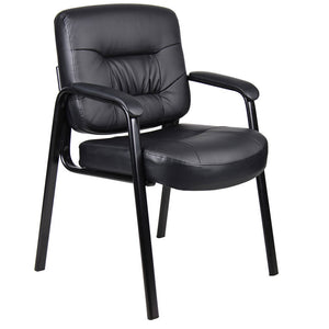 Sturdy Black Faux Leather Guest Chair w/ 4 Legs