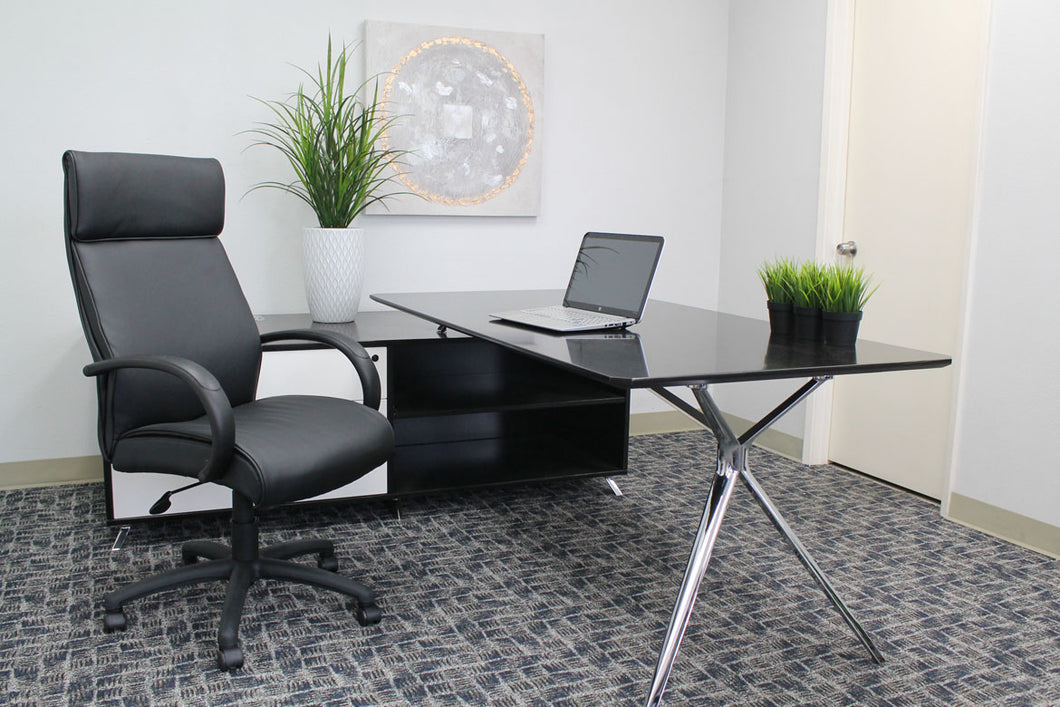 Classic Black Executive Office Chair in Faux Leather