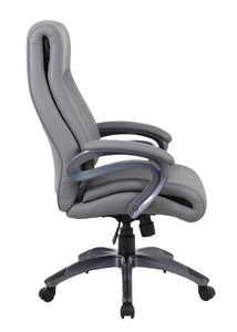 Robust Grey Office Chair of Leather & Nylon