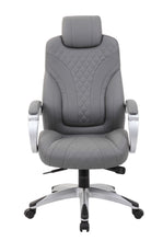 Load image into Gallery viewer, Striking Grey Faux Leather Office Chair w/ Diamond Pattern
