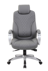 Striking Grey Faux Leather Office Chair w/ Diamond Pattern