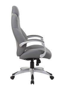 Striking Grey Faux Leather Office Chair w/ Diamond Pattern