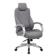 Load image into Gallery viewer, Striking Grey Faux Leather Office Chair w/ Diamond Pattern
