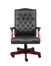 Load image into Gallery viewer, Vintage-Style Black &amp; Mahogany Executive Office Chair
