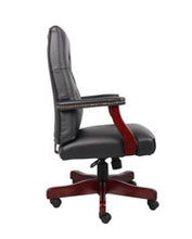 Load image into Gallery viewer, Vintage-Style Black &amp; Mahogany Executive Office Chair
