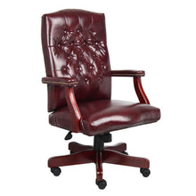 Load image into Gallery viewer, Vintage-Style Deep Red &amp; Mahogany Executive Office Chair

