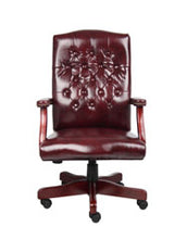 Load image into Gallery viewer, Vintage-Style Deep Red &amp; Mahogany Executive Office Chair
