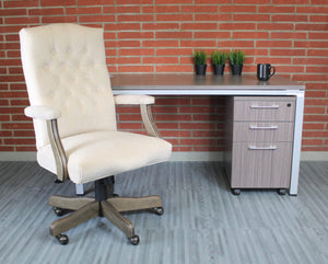 Vintage-Style Cream & Driftwood Executive Office Chair