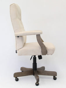 Vintage-Style Cream & Driftwood Executive Office Chair