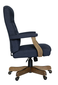 Vintage-Style Blue Denim & Driftwood Executive Office Chair