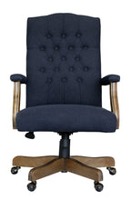 Load image into Gallery viewer, Vintage-Style Blue Denim &amp; Driftwood Executive Office Chair
