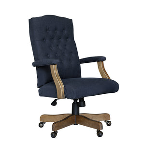 Vintage-Style Blue Denim & Driftwood Executive Office Chair