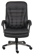 Load image into Gallery viewer, Pewter &amp; Pillowtop Black Faux Leather Office Chair
