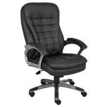 Load image into Gallery viewer, Pewter &amp; Pillowtop Black Faux Leather Office Chair
