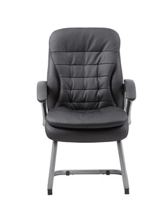 Pewter & Pillowtop Black Faux Leather Gust or Conference Chair