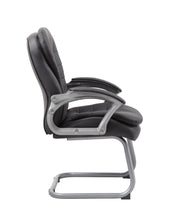 Load image into Gallery viewer, Pewter &amp; Pillowtop Black Faux Leather Gust or Conference Chair

