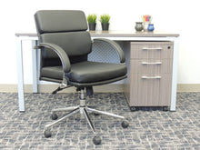 Load image into Gallery viewer, Mid-Back Breathable Flat-Back Black Faux Leather Office Chair
