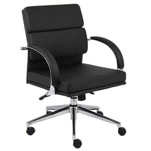 Load image into Gallery viewer, Mid-Back Breathable Flat-Back Black Faux Leather Office Chair
