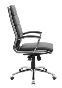 Stylish Padded Black Faux Leather & Chrome Office Chair