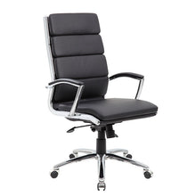 Load image into Gallery viewer, Stylish Padded Black Faux Leather &amp; Chrome Office Chair
