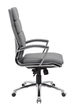Load image into Gallery viewer, Stylish Padded Grey Faux Leather &amp; Chrome Office Chair
