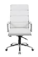 Load image into Gallery viewer, Stylish Padded White Faux Leather &amp; Chrome Office Chair
