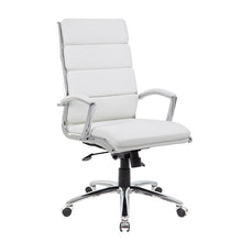 Load image into Gallery viewer, Stylish Padded White Faux Leather &amp; Chrome Office Chair
