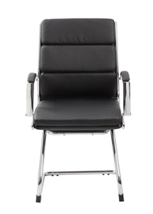 Classic Chrome & Faux Leather Guest Chair in Black