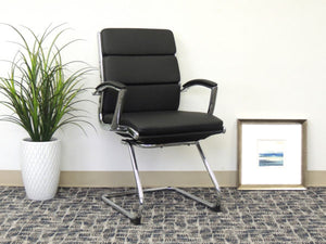 Classic Chrome & Faux Leather Guest Chair in Black