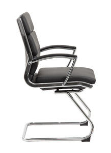 Classic Chrome & Faux Leather Guest Chair in Black