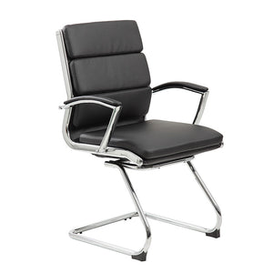 Classic Chrome & Faux Leather Guest Chair in Black