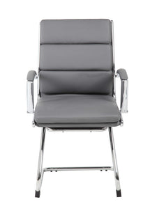 Classic Chrome & Faux Leather Guest Chair in Grey