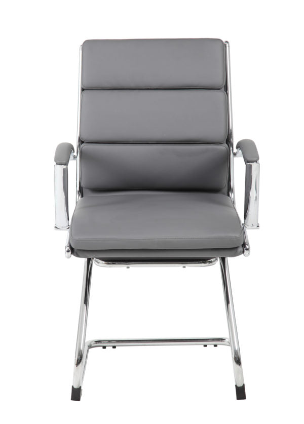 Classic Chrome & Faux Leather Guest Chair in Grey