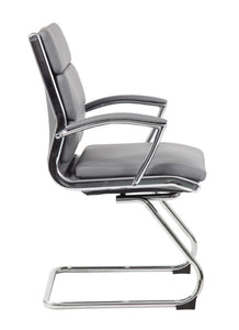 Classic Chrome & Faux Leather Guest Chair in Grey