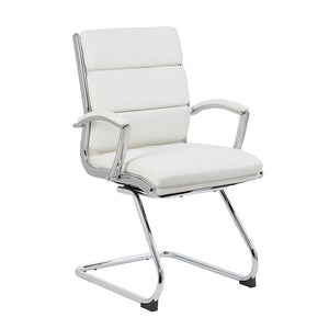 Classic Chrome & Faux Leather Guest Chair in White
