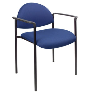 Rounded Blue Fabric & Powder-Coated Steel Guest or Conference Chair (Set of 2)