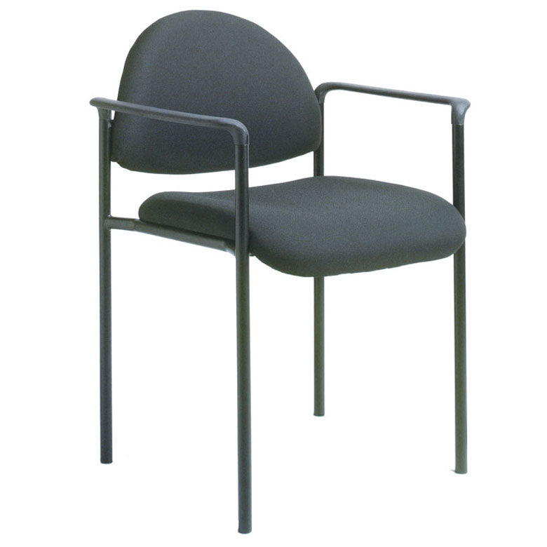 Rounded Black Fabric & Powder-Coated Steel Guest or Conference Chair (Set of 2)