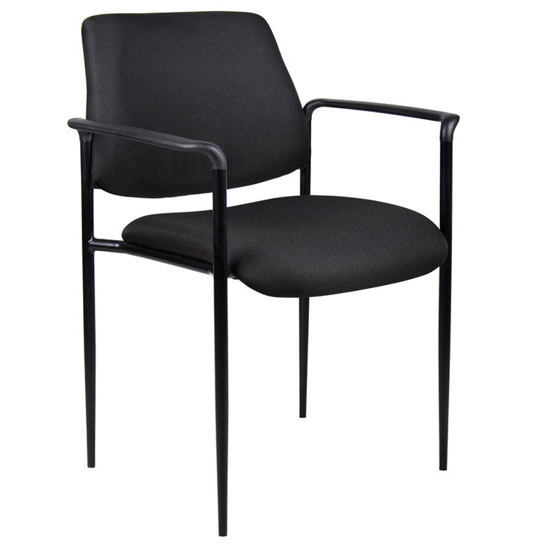 Black Fabric & Powder-Coated Steel Guest or Conference Chair (Set of 2)