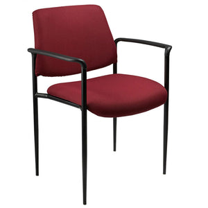 Burgundy Fabric & Powder-Coated Steel Guest or Conference Chair (Set of 2)