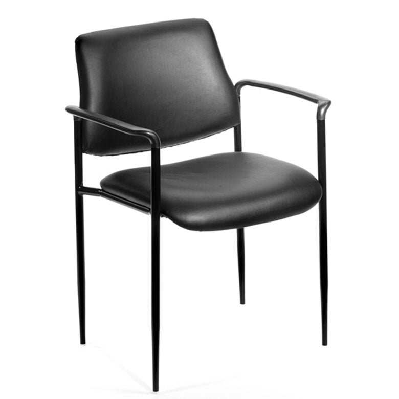 Black Faux Leather & Powder-Coated Steel Guest or Conference Chair (Set of 2)