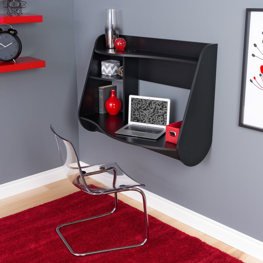 Modern Wall Mounted Black Office Desk