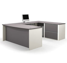 Load image into Gallery viewer, Modern U-shaped Workstation in Slate &amp; Sandstone or Bordeaux &amp; Slate
