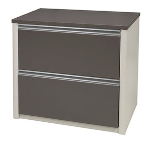 Modern U-shaped Workstation in Slate & Sandstone or Bordeaux & Slate